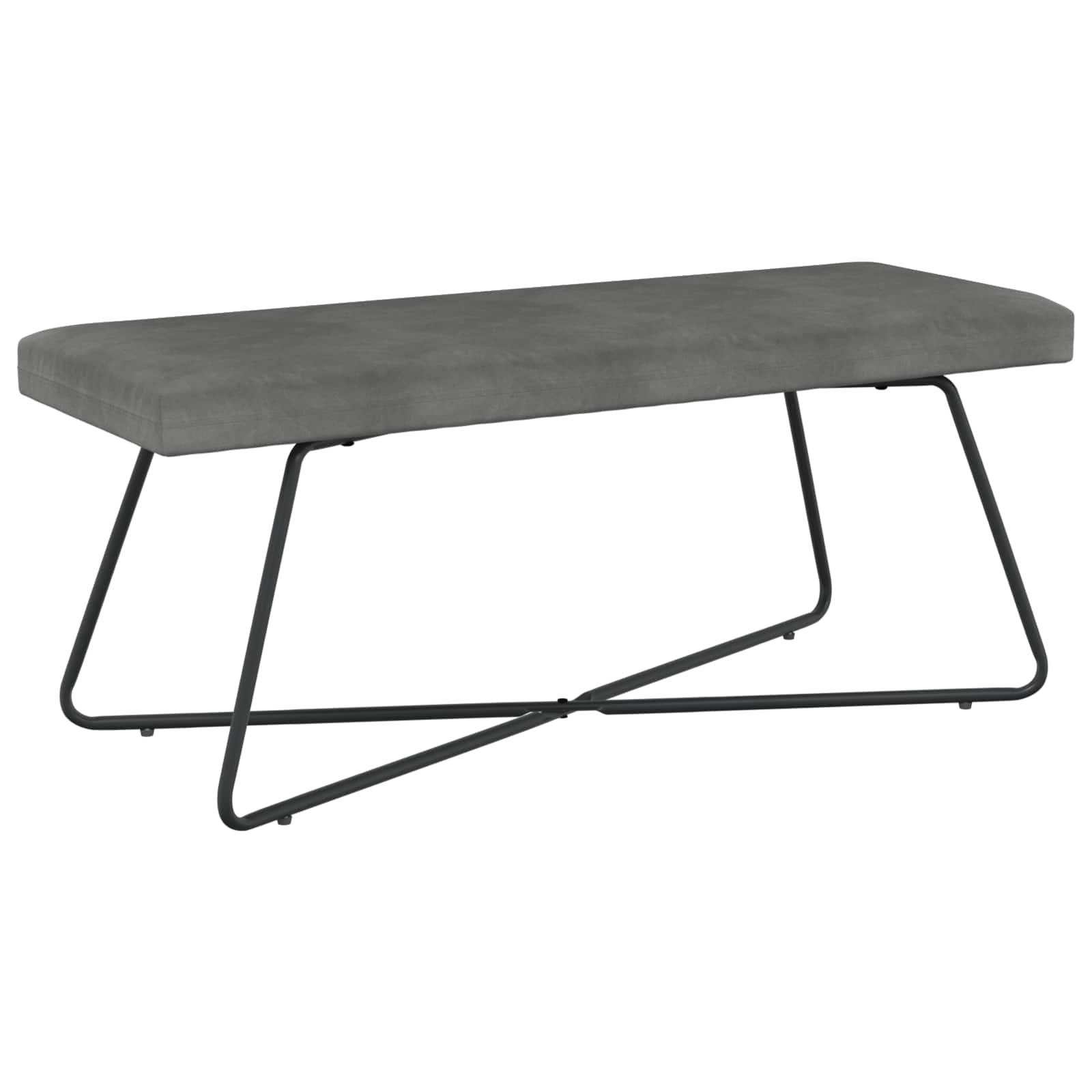 Bænk i velour - mørkegrå 110 × 40 × 45 cm med krydsben