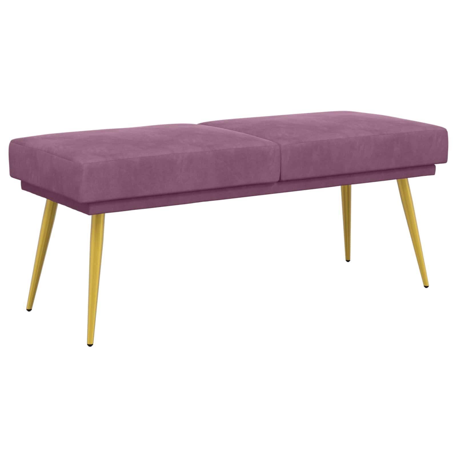 Dobbeltlagret bænk i velour - lilla, 120 × 45 × 46 cm