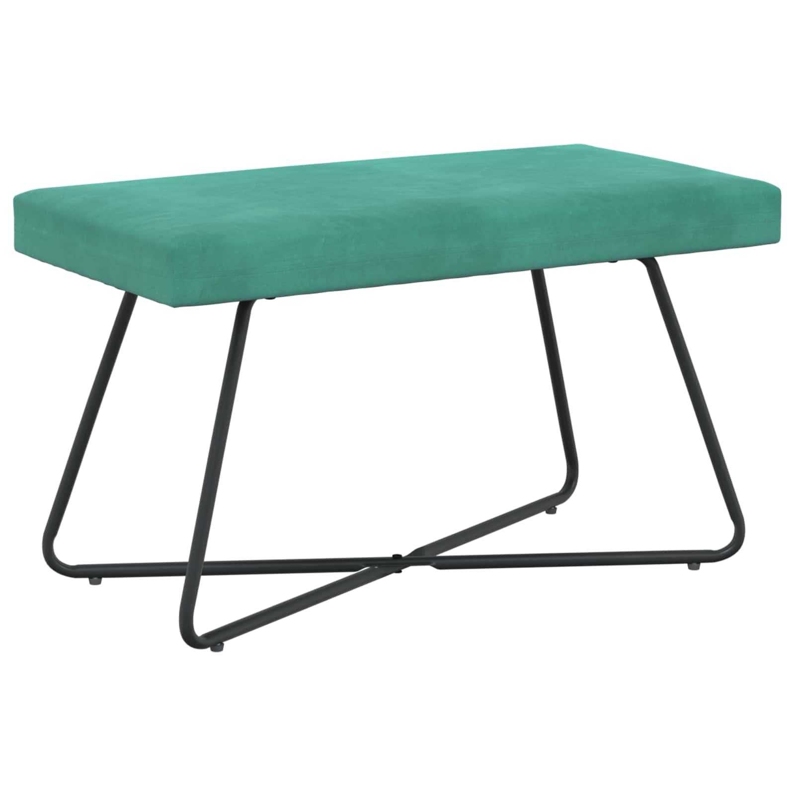 Bænk i velour - turkis, 80 × 40 × 45 cm med krydsben