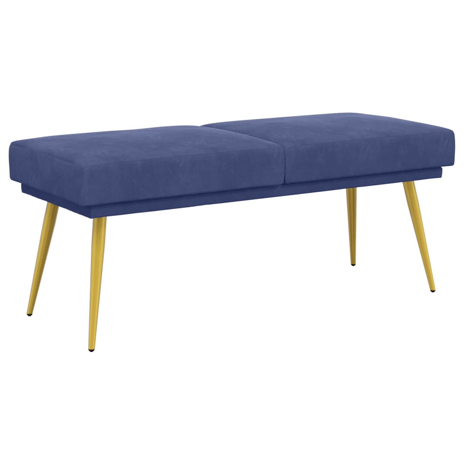 Dobbeltlagret bænk i velour - politi blå, 120 × 45 × 46 cm