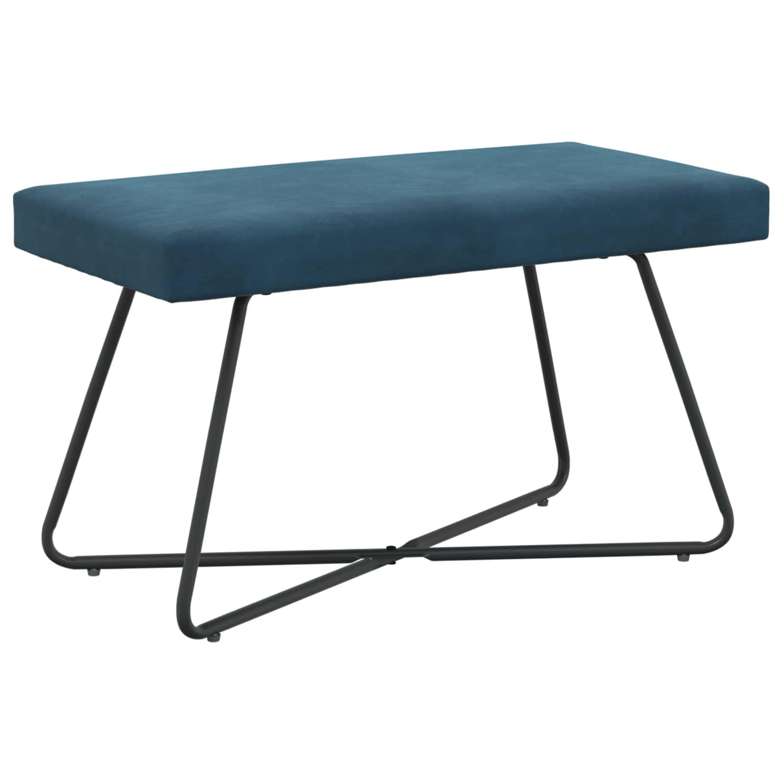 Bænk i velour - ensfarvet blå, 80 × 40 × 45 cm