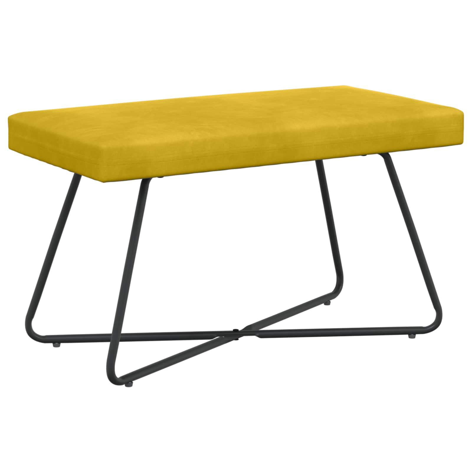Bænk i velour - gul, 80 × 40 × 45 cm med krydsben