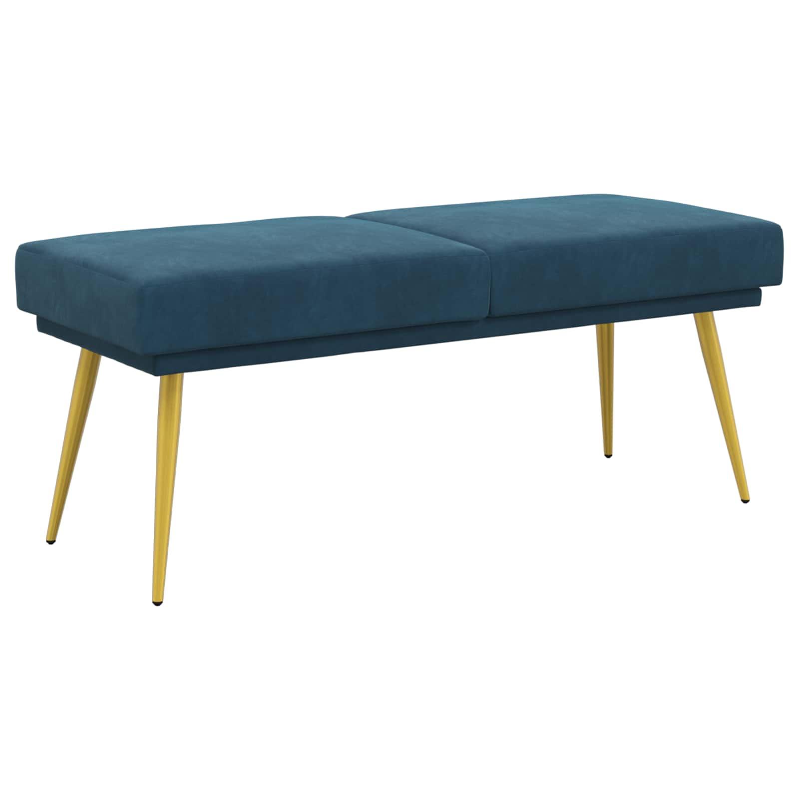Dobbeltlagret bænk i velour - blå, 120 × 45 × 46 cm