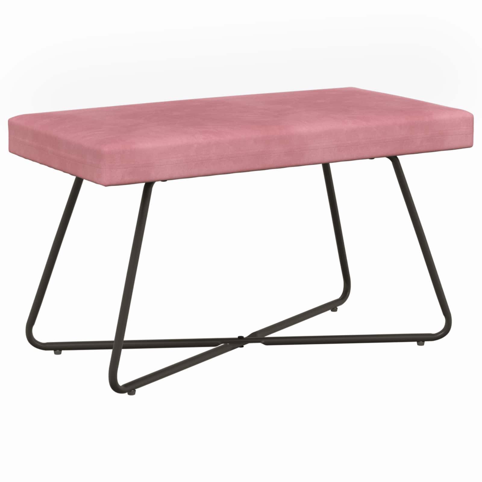 Bænk i velour - ensfarvet lyserød, 80 × 40 × 45 cm