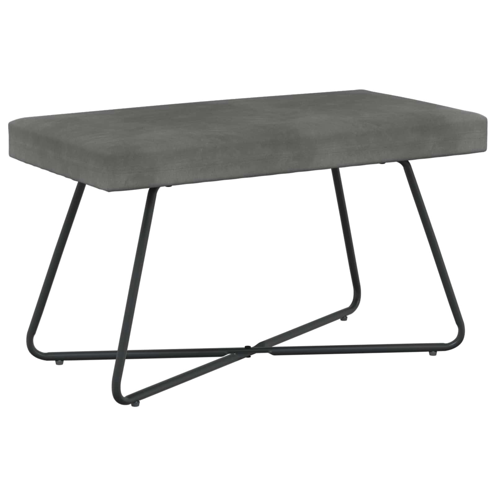 Bænk i velour - mørkegrå 80 × 40 × 45 cm med krydsben