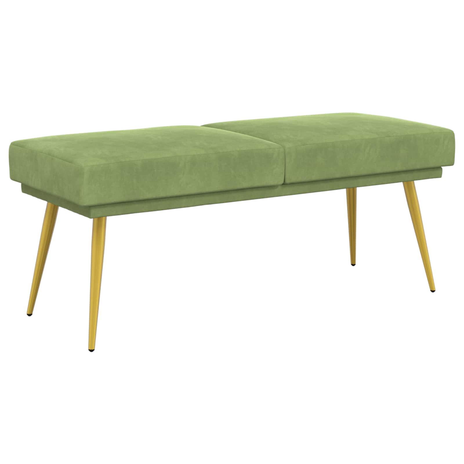 Dobbeltlagret bænk i velour - lys grøn, 120 × 45 × 46 cm