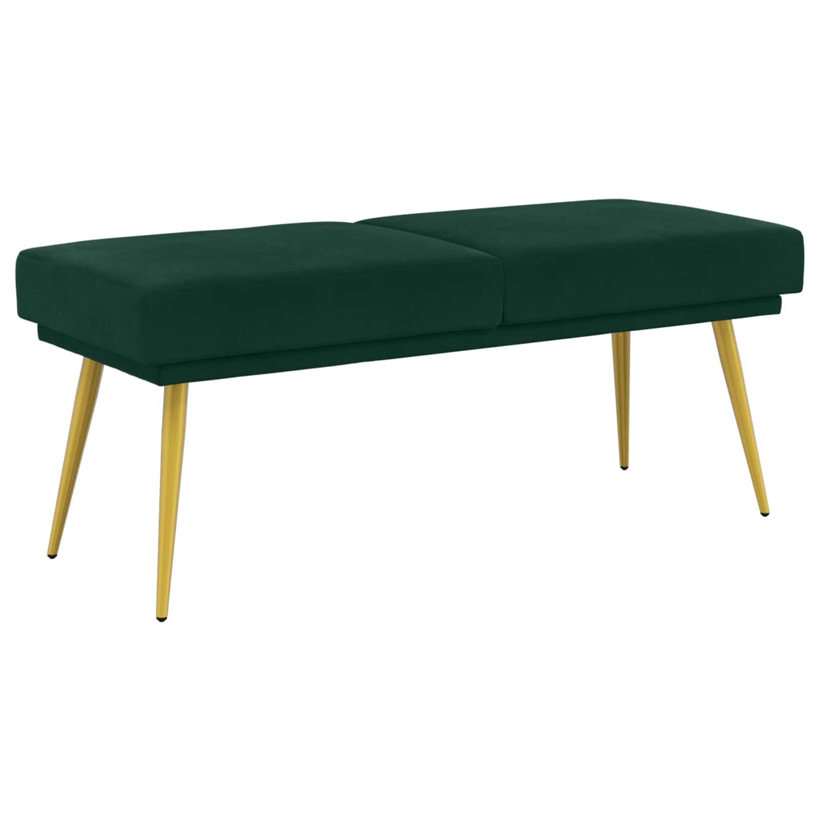 Dobbeltlagret bænk i velour - mørkegrøn, 120 × 45 × 46 cm
