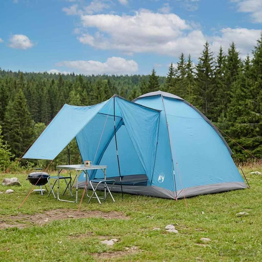 Camping telt med tag - blå 2-personers i polyester og stål