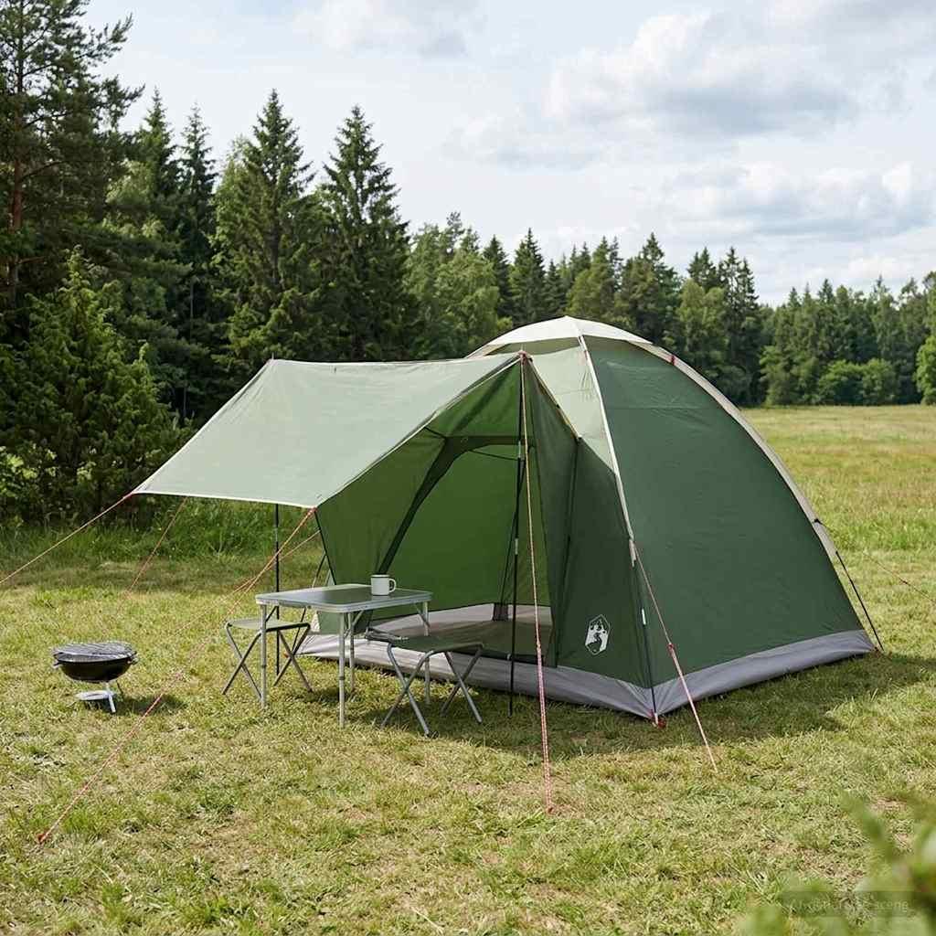 Camping telt med tag - grøn 2-personers i polyester og stål