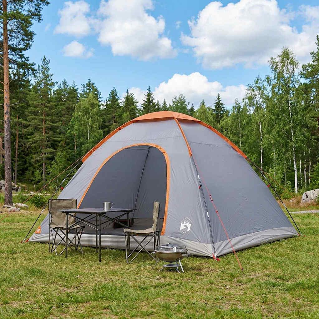 Camping telt med tag - grå/orange 335 × 275 × 180 cm