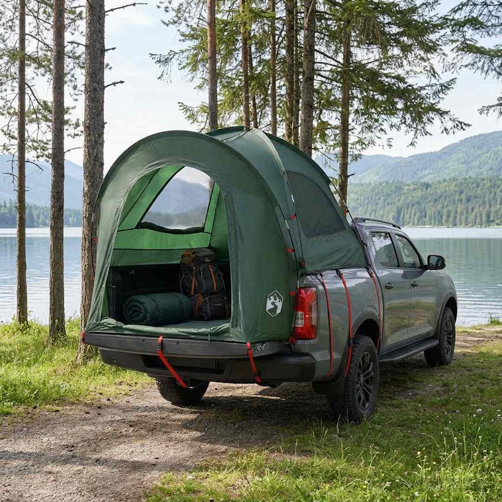 Bil-telt med tag - army grøn, 200 × 170 × 170 cm, polyester og stål