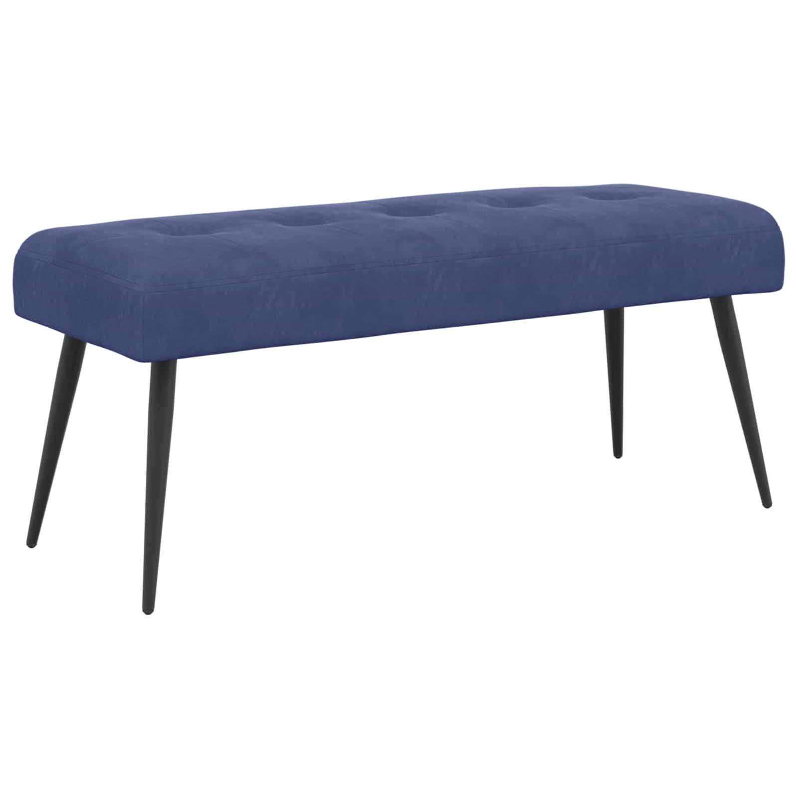 Bænk i velour med knap-tufting - politi blå, 110 × 40 × 46 cm