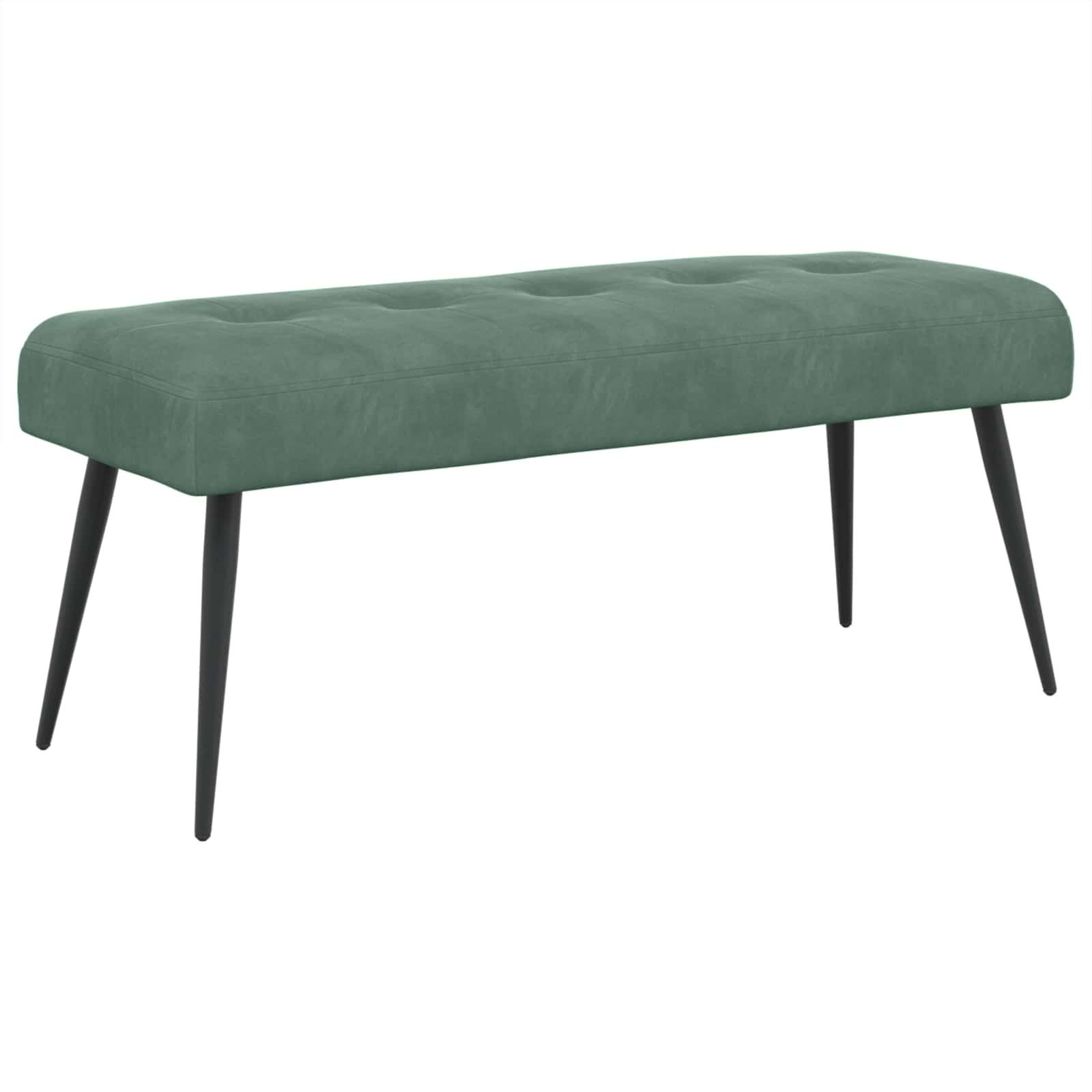 Bænk med knap-tufting i velour - havgrøn, 110 × 40 × 46 cm