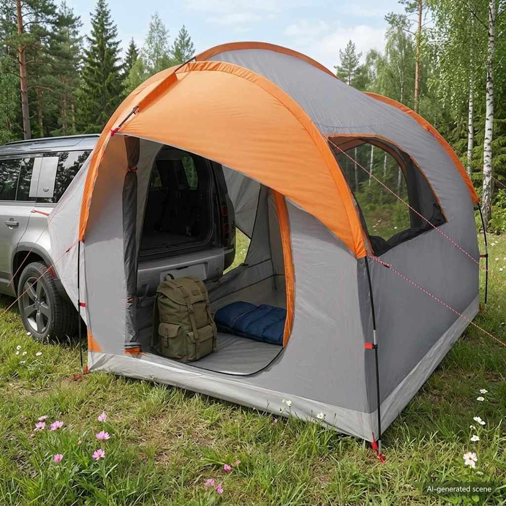 Bil telt - grå/orange 239 × 210 × 210 cm i polyester og stål