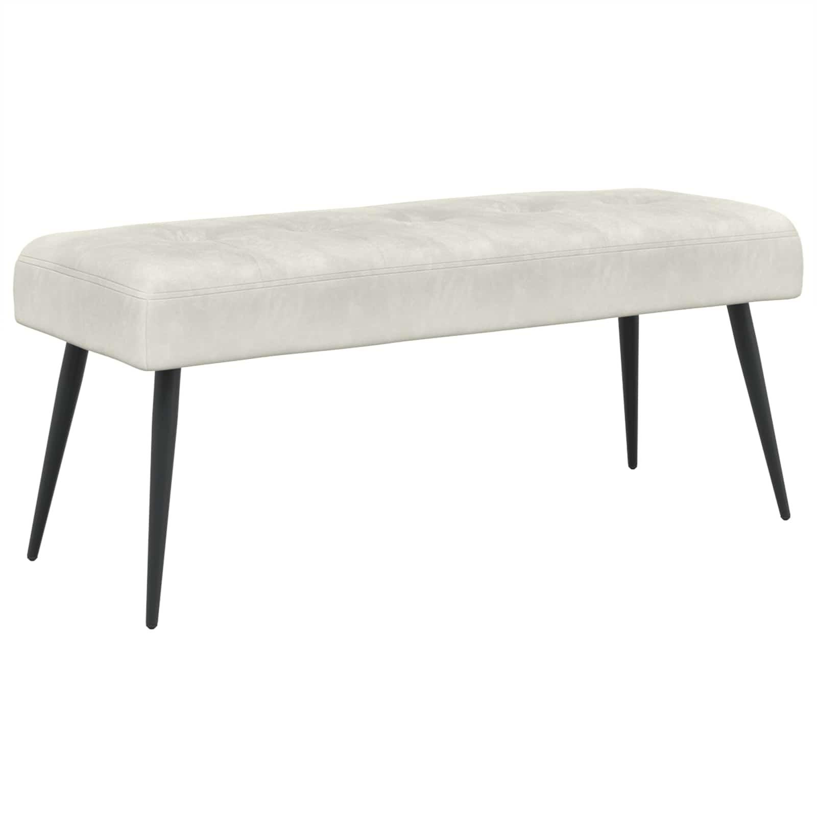 Bænk med knap-tufting i velour - creme, 110 × 40 × 46 cm