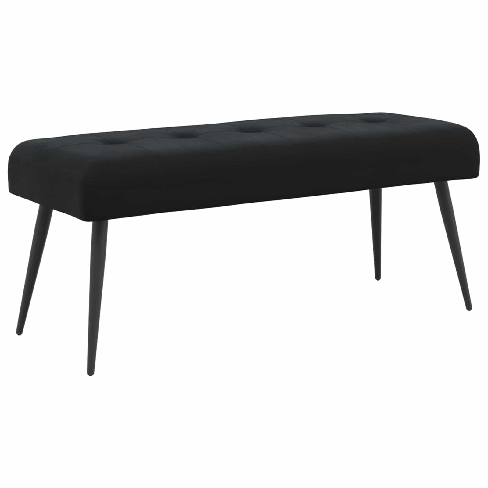 Bænk i velour med knapstopping - sort, 110 × 40 × 46 cm