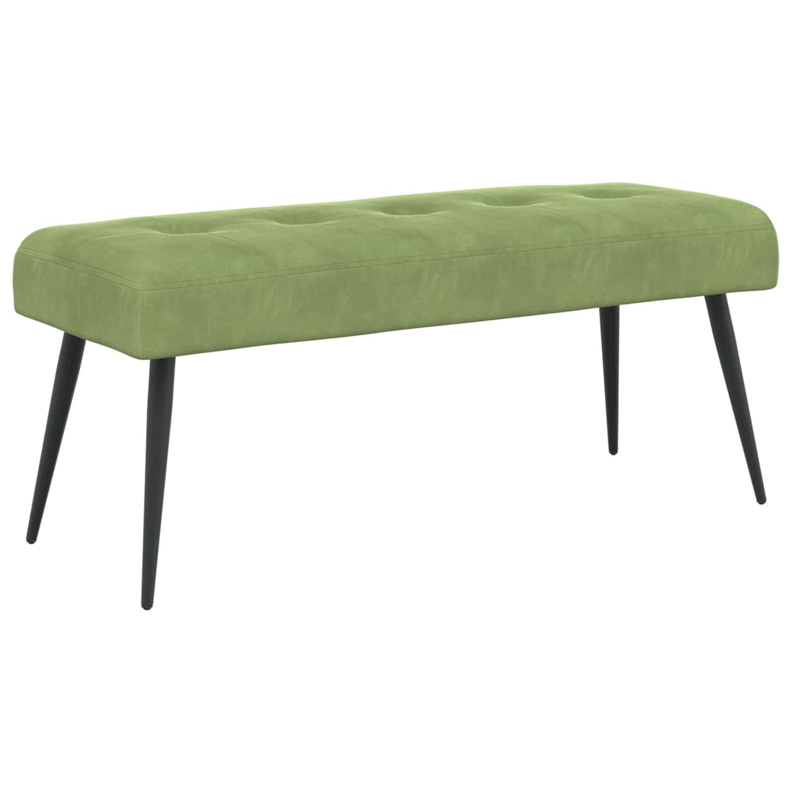 Bænk med knap-tufting i velour - lys grøn, 110 × 40 × 46 cm