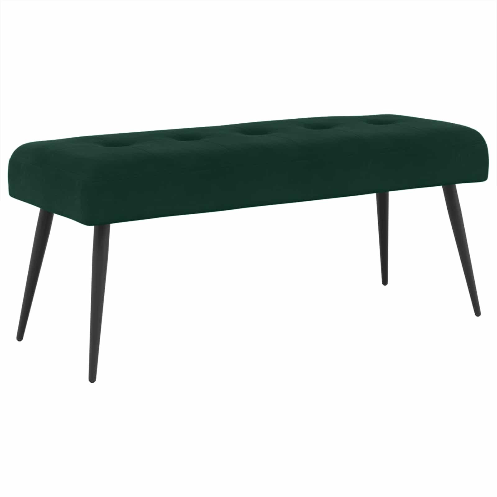 Polstret bænk i velour med knap-tufting - mørkegrøn, 110 × 40 × 46 cm