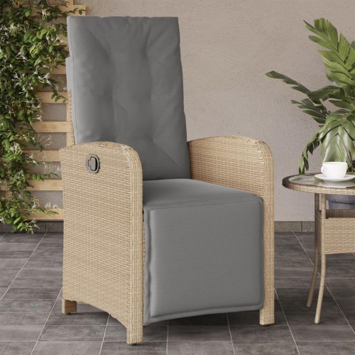 Havestole 2 stk. med lænefunktion og fodstøtte i polyrattan - beige (OUTLET B)