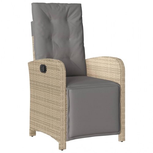 Havestole 2 stk. med lænefunktion og fodstøtte i polyrattan - beige (OUTLET B)