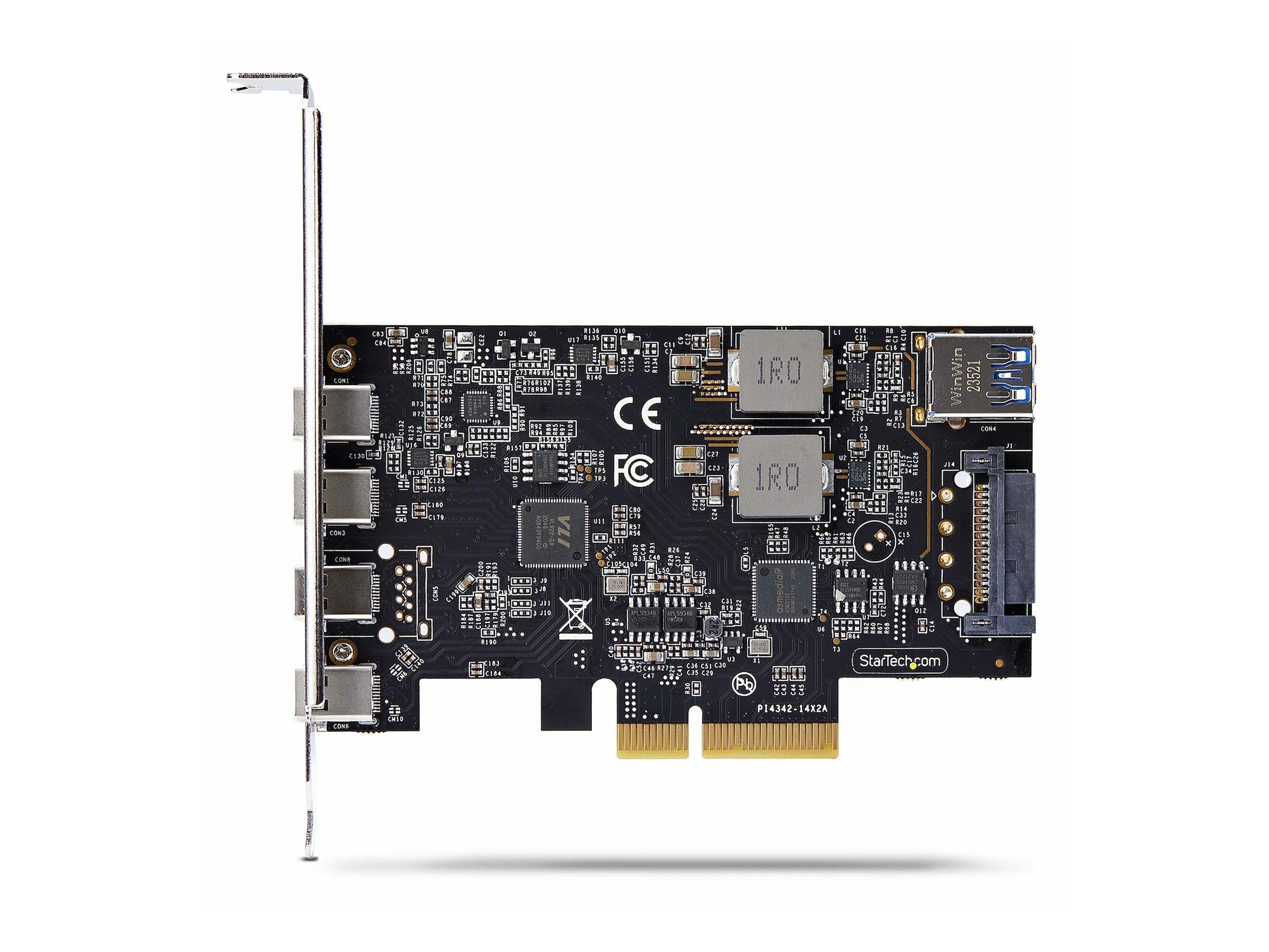 StarTech.com PS4C3IA3 PCIe USB-kort - 5 porte (4x USB‑C, 1x intern USB‑A), USB 3.2 10 Gbps, PCIe 3.0 x4 - Windows/macOS/Linux