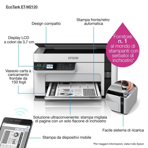 Epson EcoTank C11CJ18401 multifunktionsprinter - monokrom A4 med Wi‑Fi (OUTLET A)