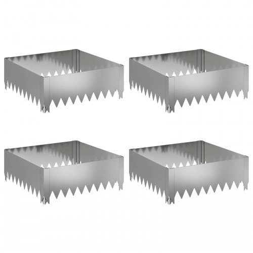 Plænekant 4 stk - 60 x 60 x 20 cm - stål, sølv