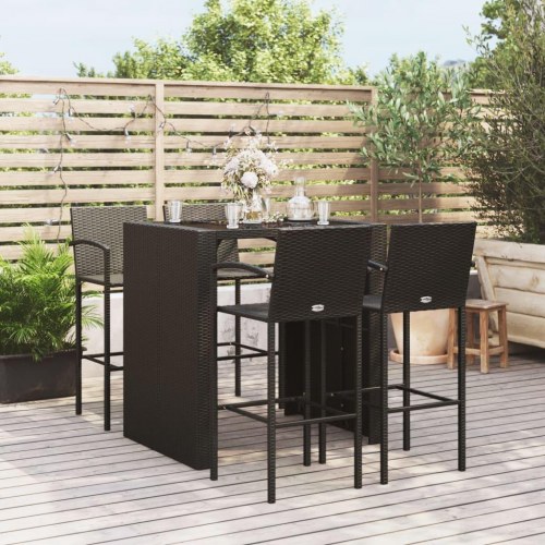Barsæt til haven i polyrattan - 5 dele, sort
