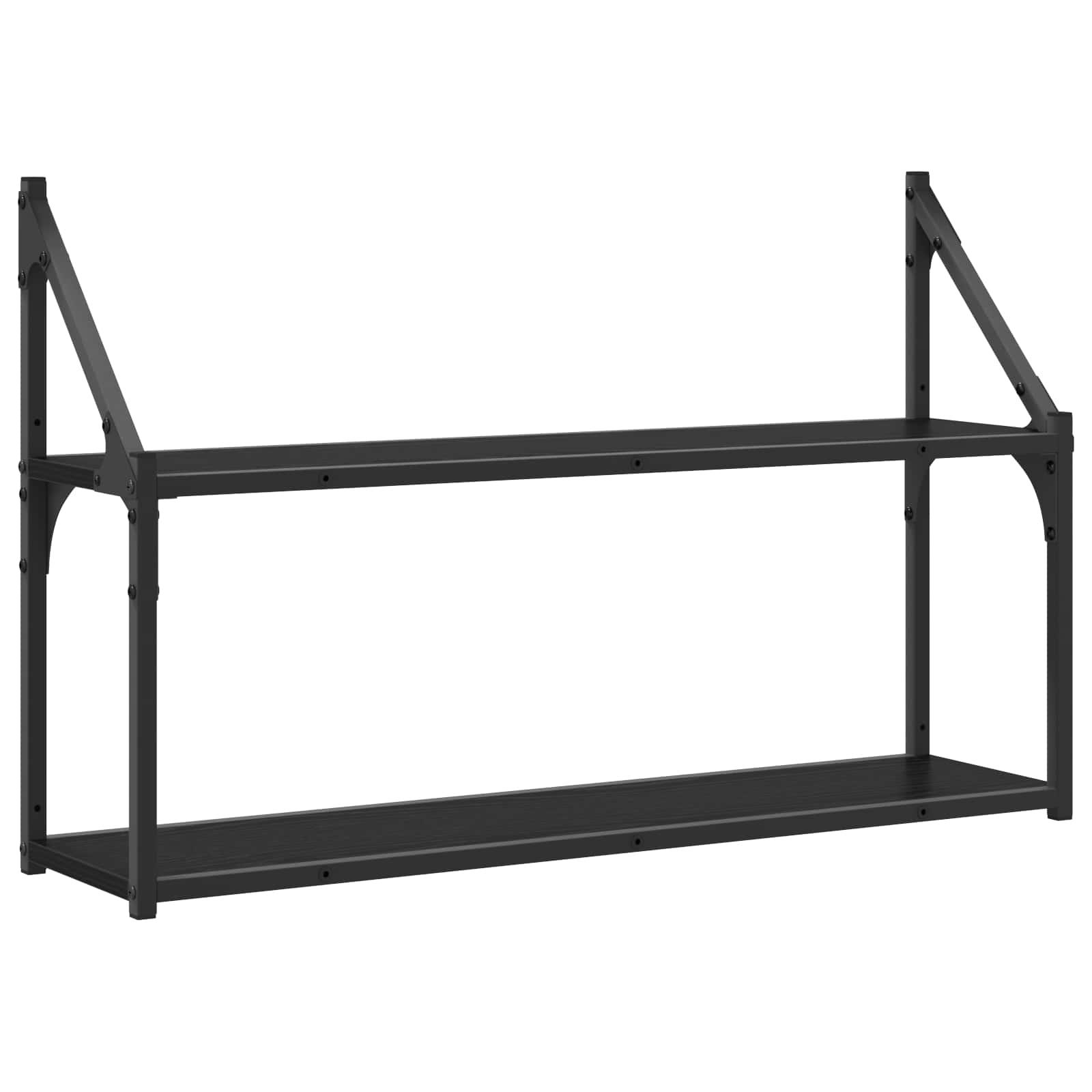 Væghylde i sort eg 80 × 21 × 51 cm - vægmonteret metalramme