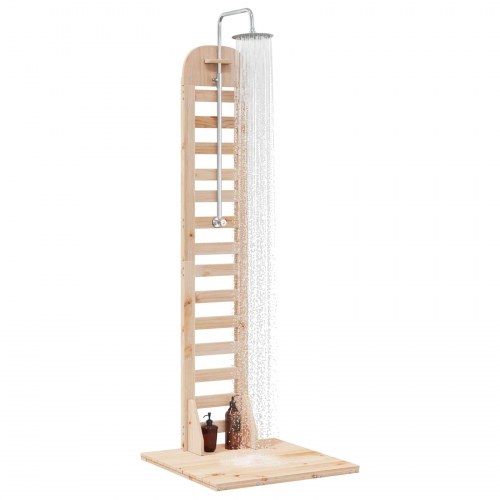 Udendørs bruser 223 cm - massivt fyrretræ og rustfrit stål
