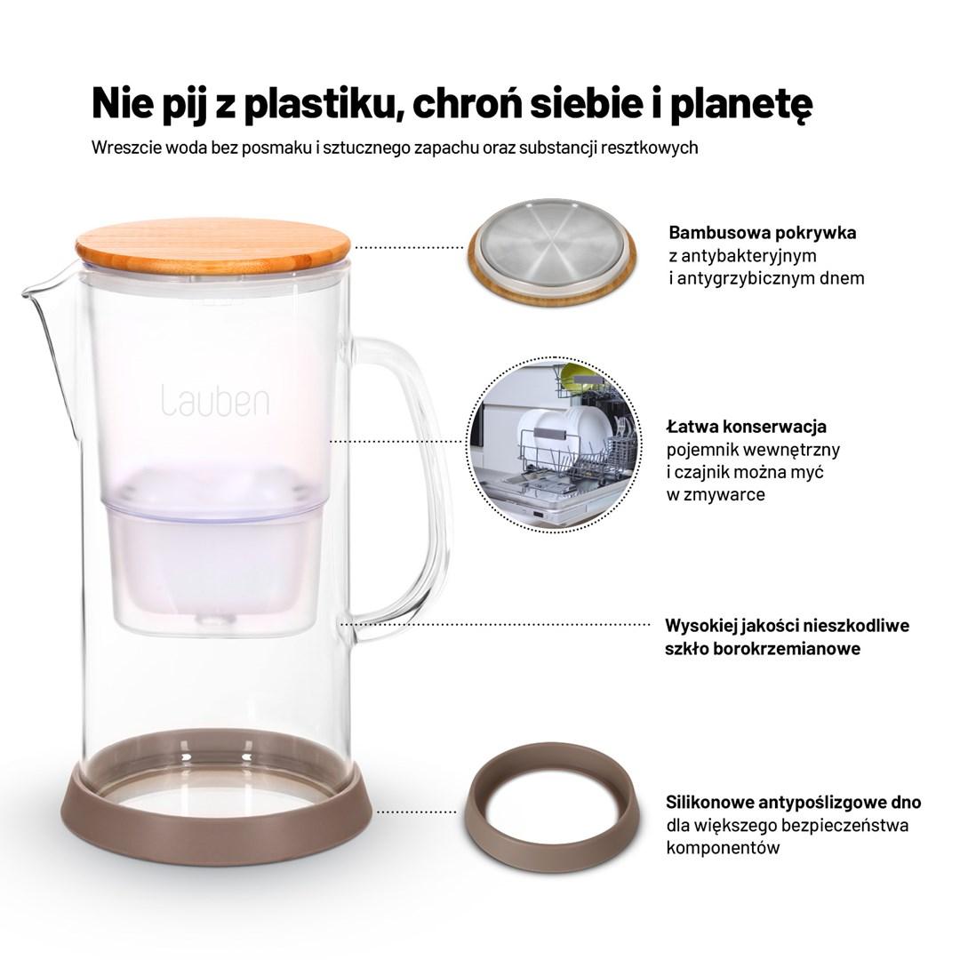 Lauben Glass Water Filter Jug 32GW - glas vandfilterkande 3,2 l