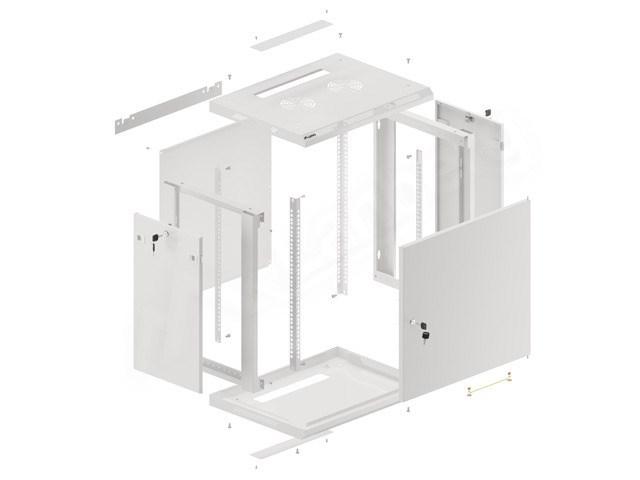 Lanberg vægmonteret 19" rackskab 12U - 600 × 450 mm, grå