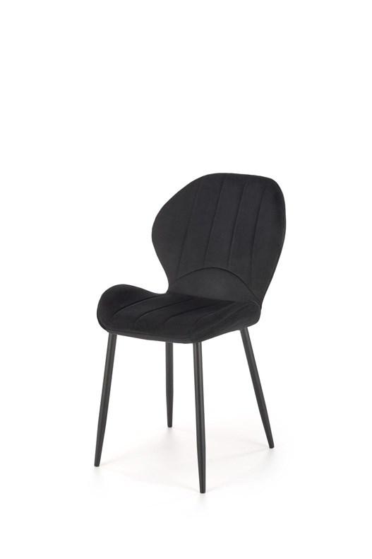 Spisestol K/538 - sort polstret stol med metalben