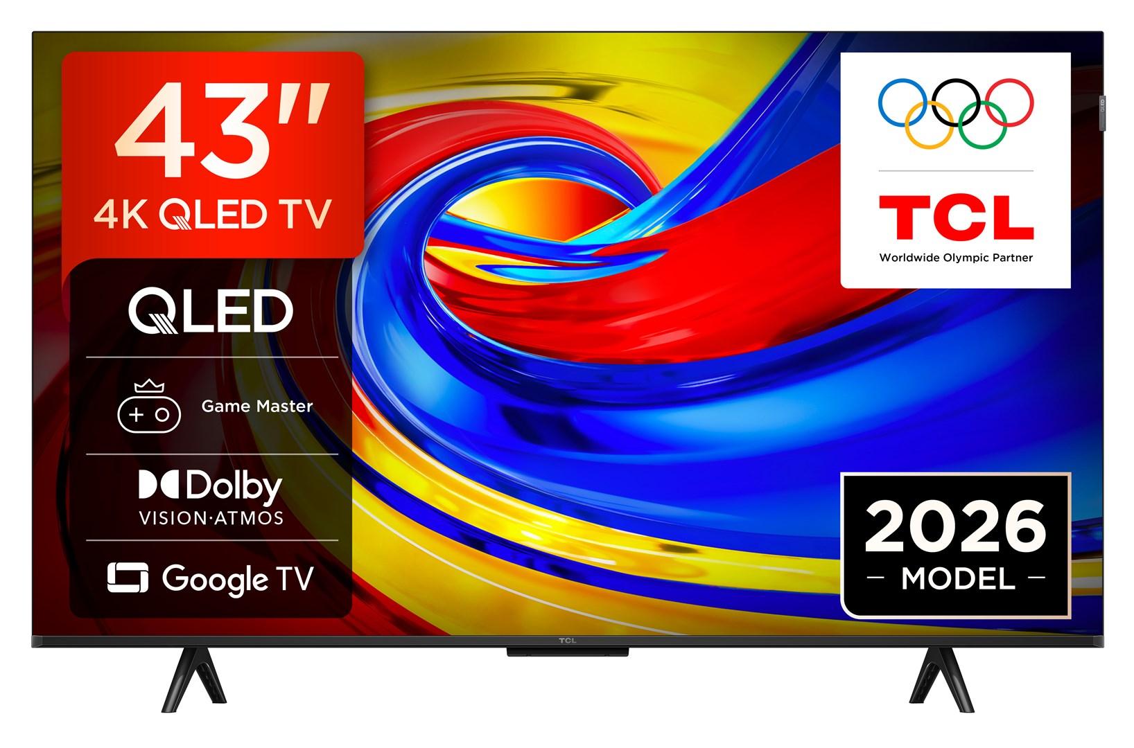 TCL 43P7L 43" 4K QLED Smart TV med Google TV - Sort