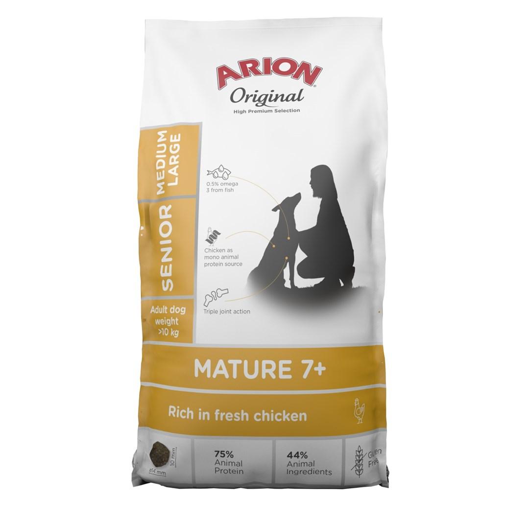 ARION Original Senior Mature 7+ Medium & Large - tørfoder med kylling, monoprotein 12 kg