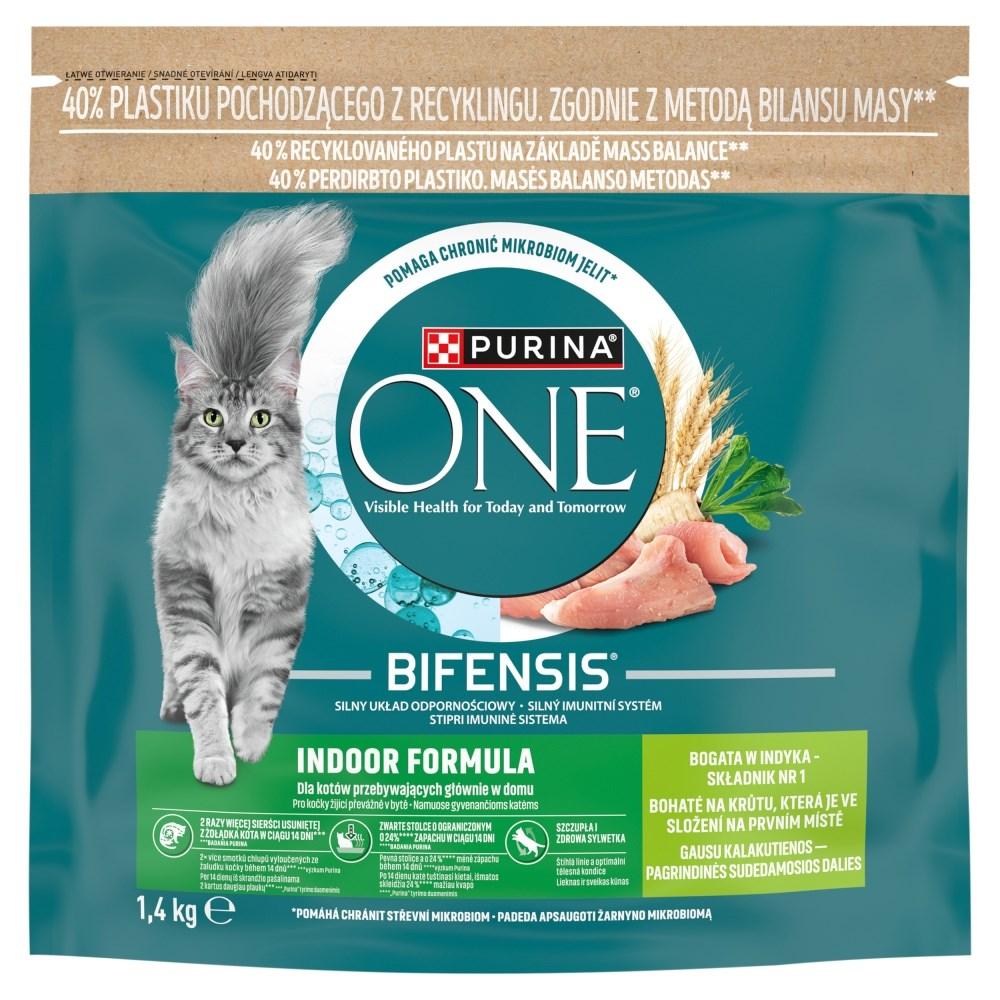 Purina One Bifensis Indoor - tørfoder til kat med kalkun, 1,4 kg