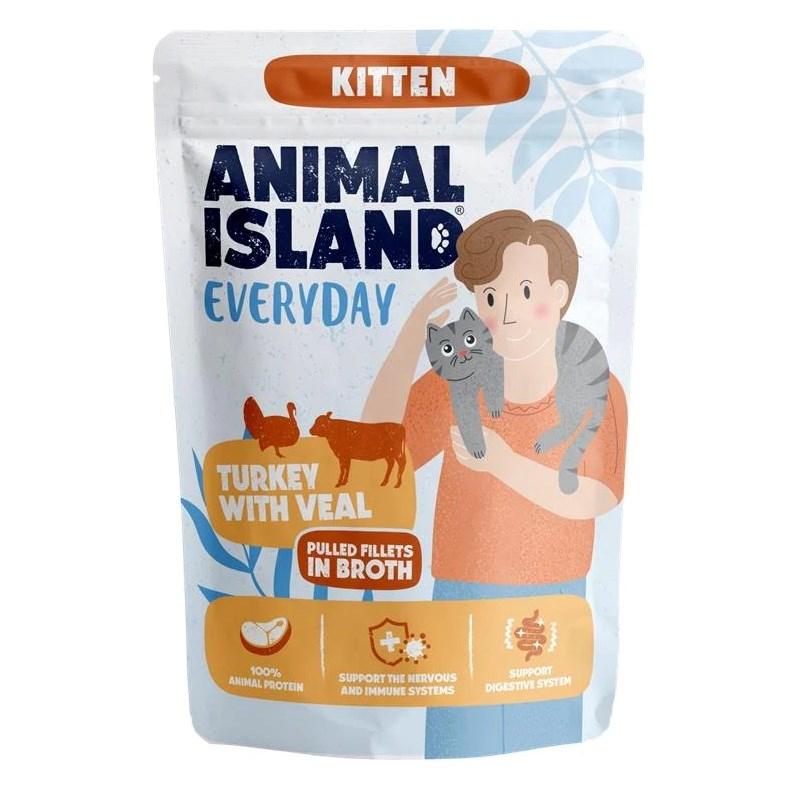 ANIMAL ISLAND Everyday killingefoder - kalkun med kalvekød i bouillon, vådfoder 85 g
