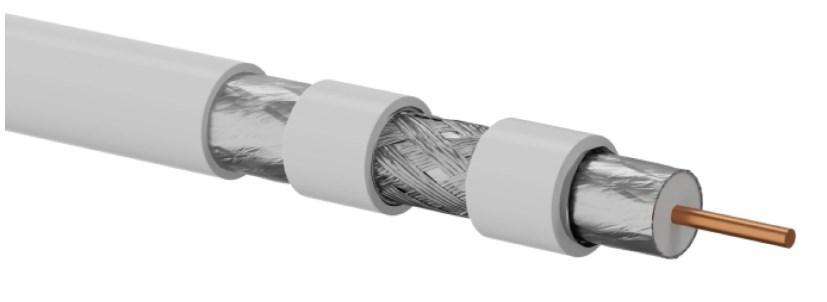 A-LAN coaxialkabel RG6 75 ohm - trishield, hvid, 500 m