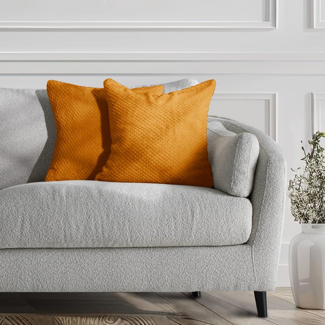 Pudebetræk Henry - orange jacquard med geometrisk motiv 45×45 cm