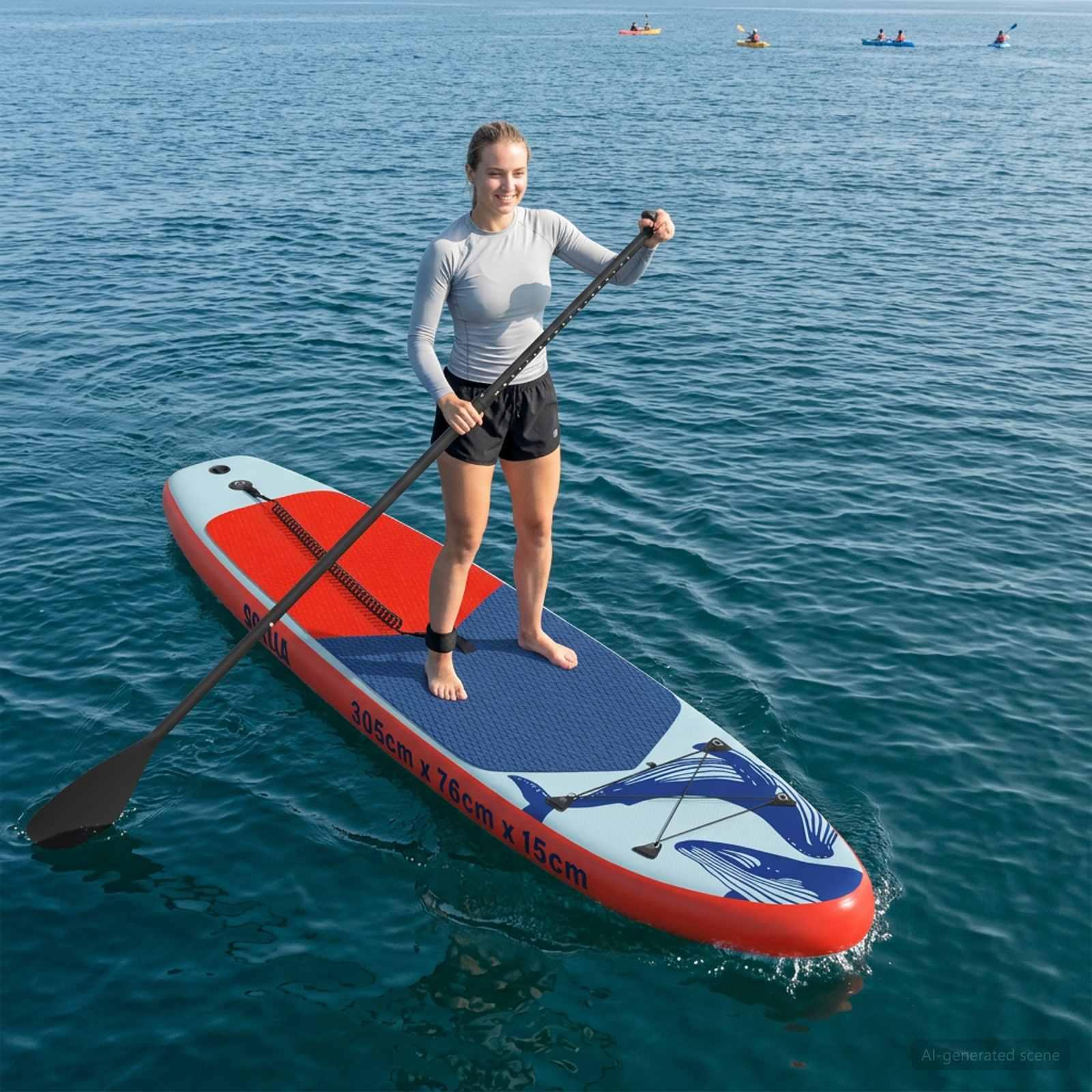 Oppusteligt stand up paddleboard - SCYLLA 305 × 76 × 15 cm, blå