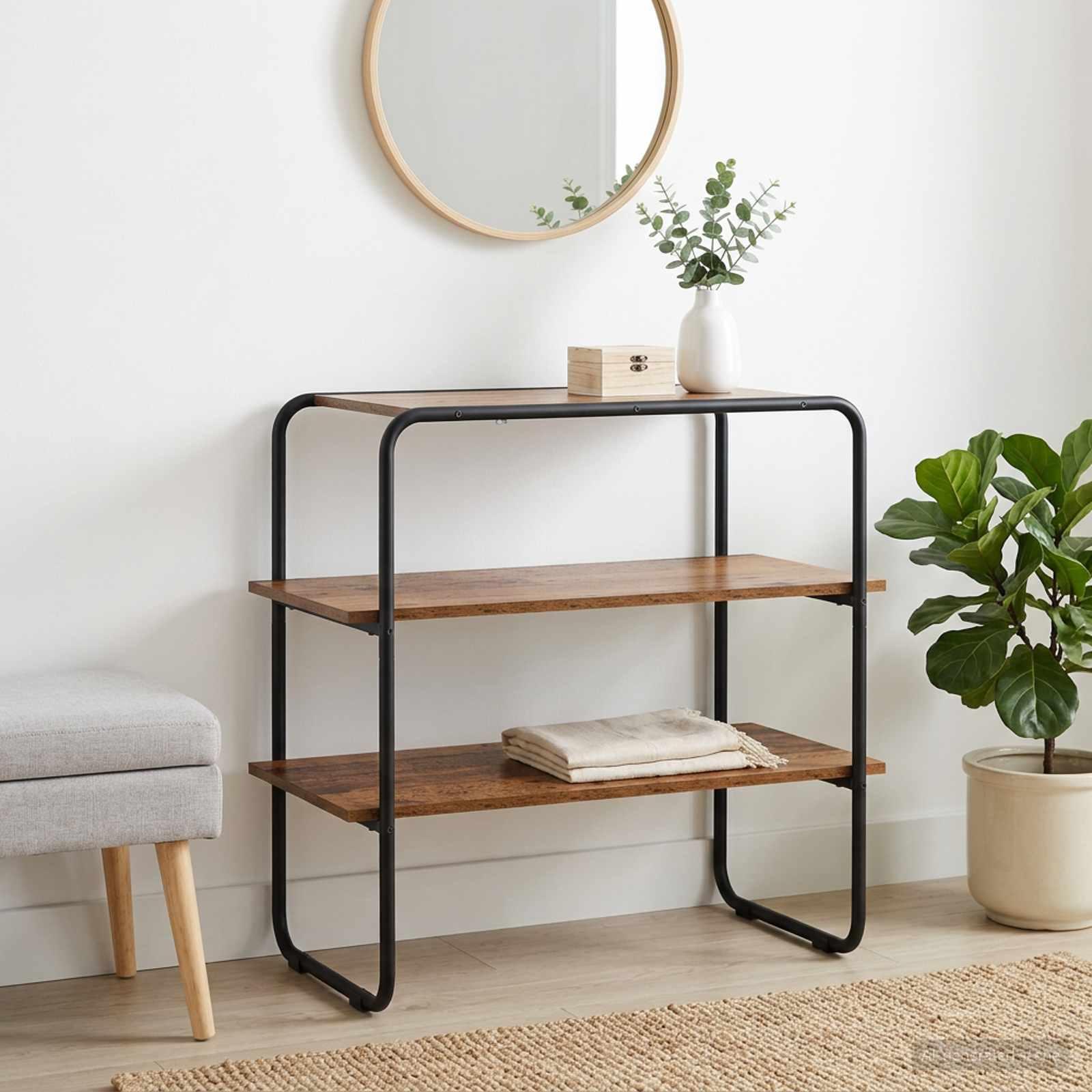 Konsolbord i gammelt trælook 60 × 41 × 75 cm - konstrueret træ med stålramme