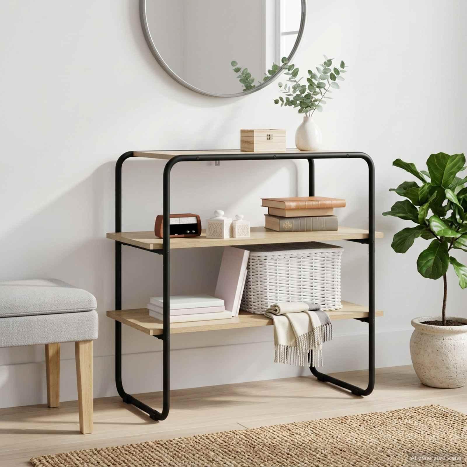 Konsolbord i sonoma-eg 60 × 41 × 75 cm - konstrueret træ med stålramme