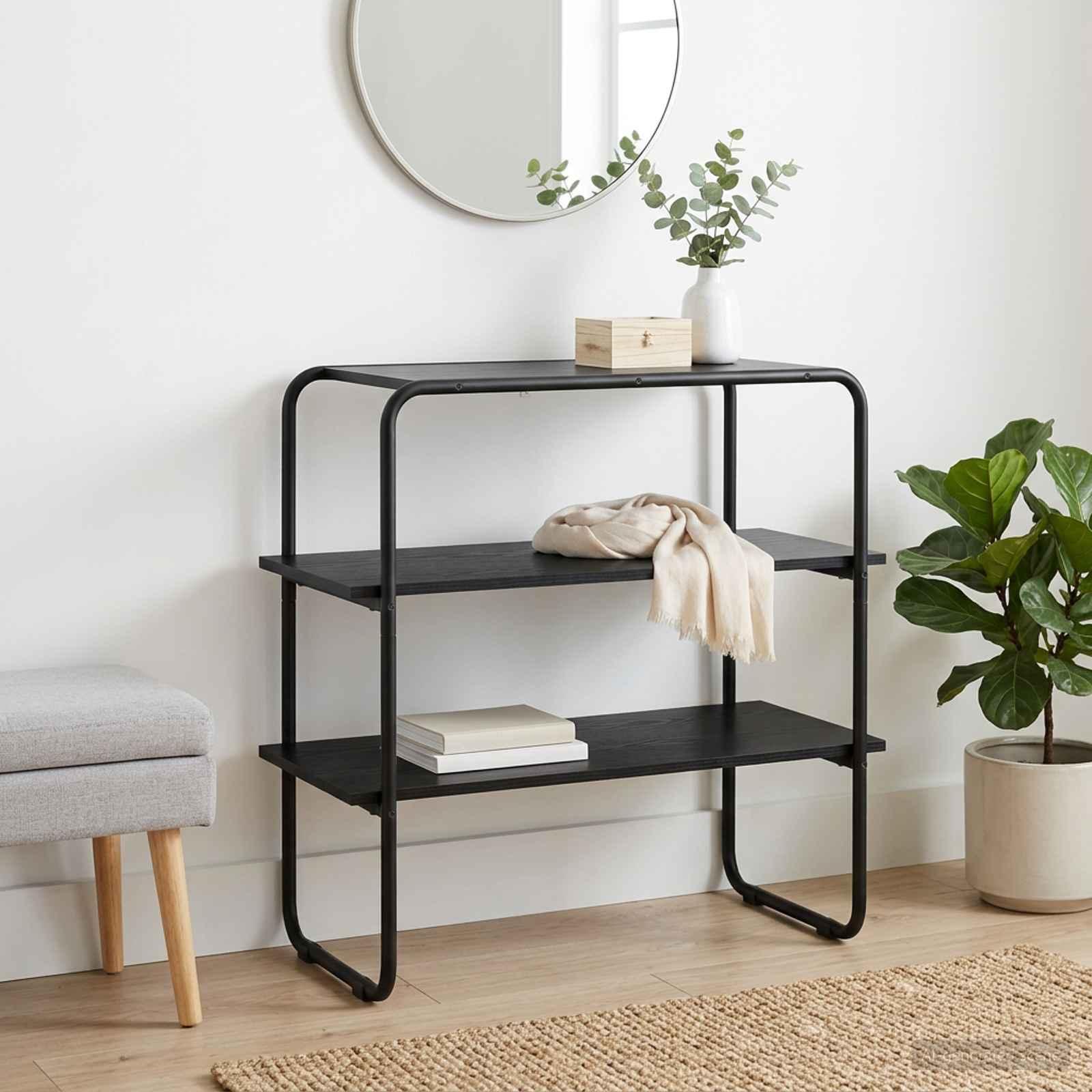 Konsolbord i sort eg 60 × 41 × 75 cm - konstrueret træ og stål
