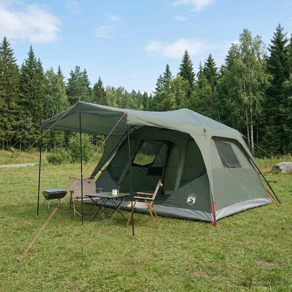 Familietelt - army grøn 305 × 275 × 190 cm, polyester og stål