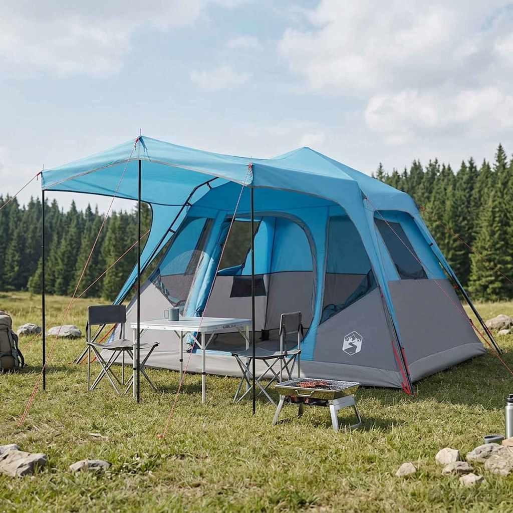 Familietelt med tag - blå 305 × 275 × 190 cm i polyester og stål