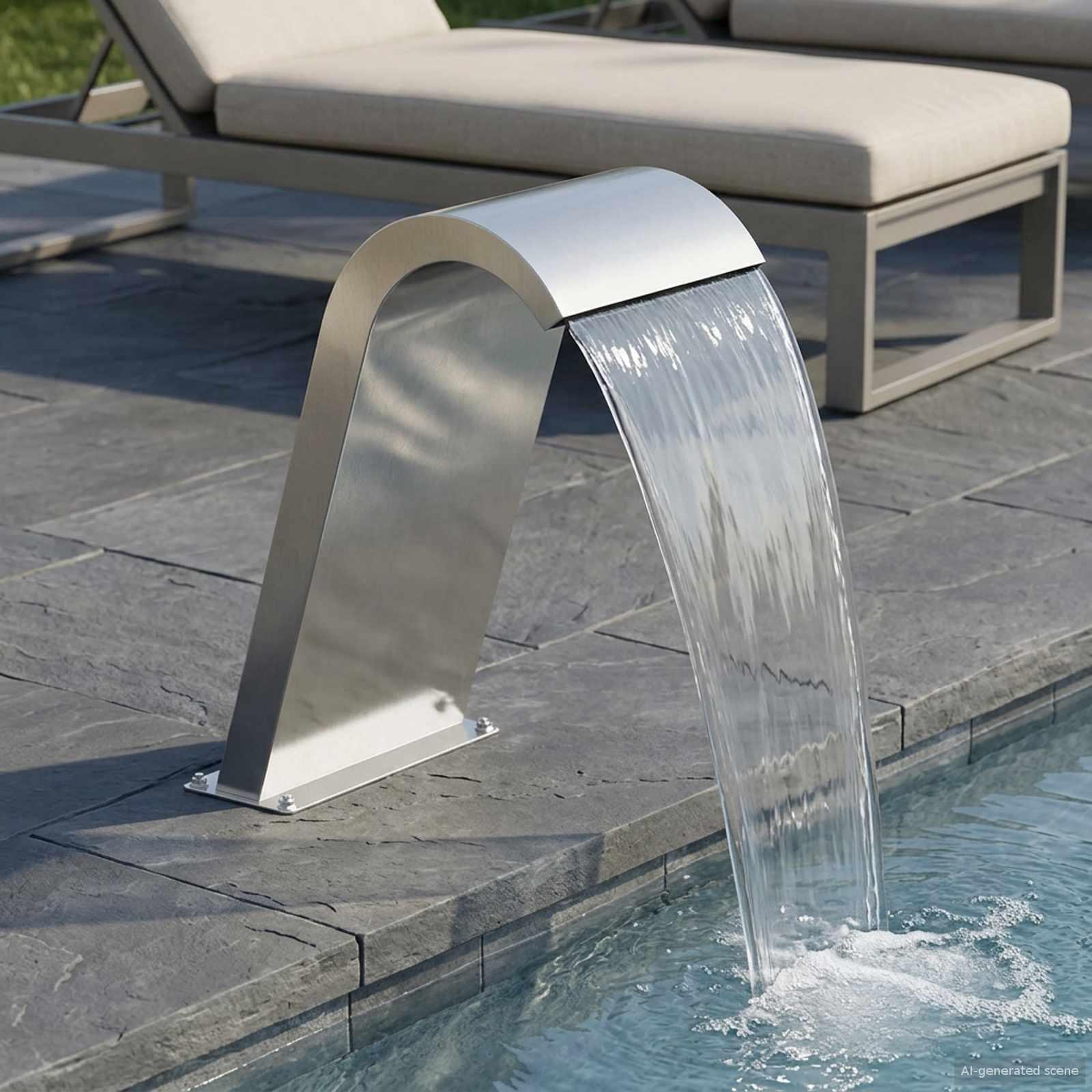 Pool fontæne i rustfrit stål - sølv, 47 × 31 × 60 cm med LED-lys
