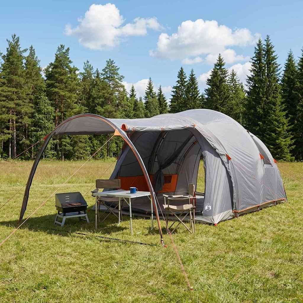 Tunneltelt - grå/orange 370 × 275 × 210 cm i polyester og stål