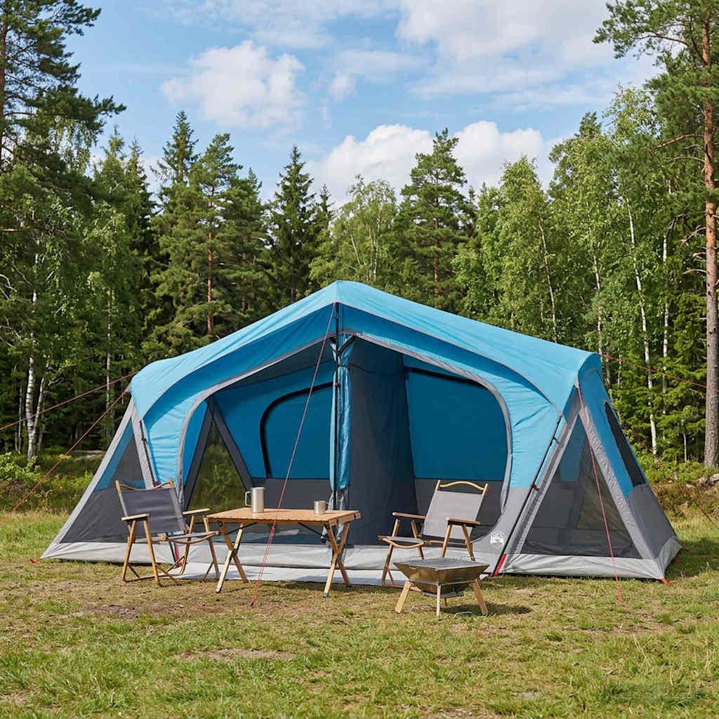 Hyttetelt med tag - blå 480 × 273 × 205 cm, polyester og stål