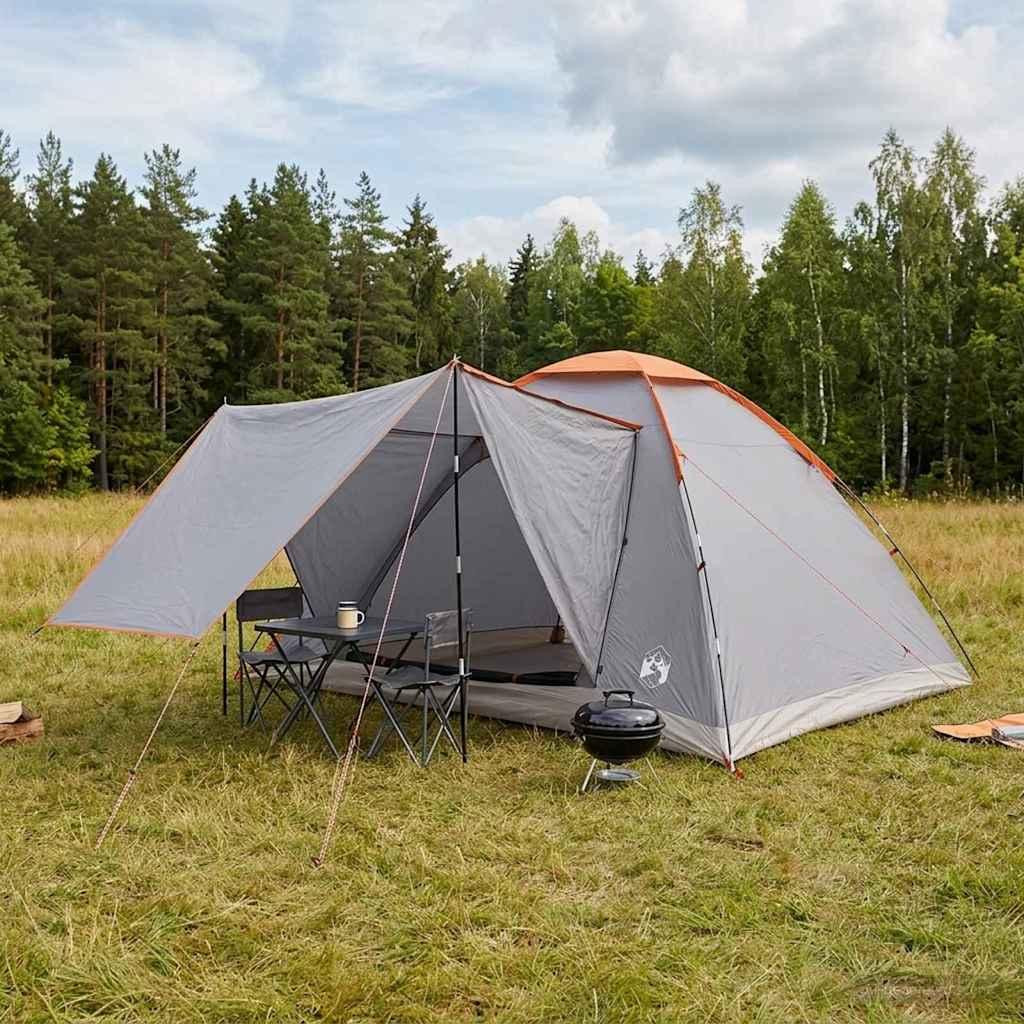 Camping telt - grå/orange 6-personers i polyester og stål