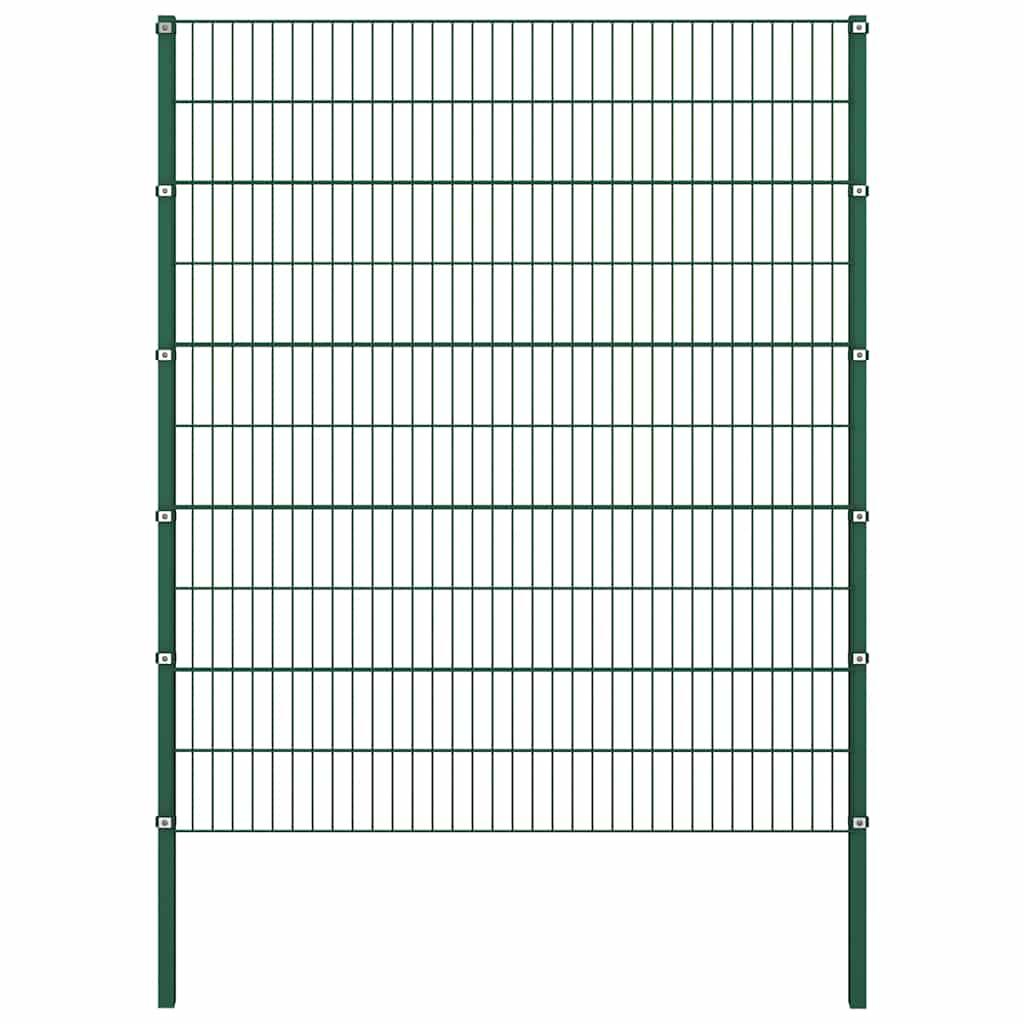 Hegnspanel med stolper i pulverlakeret jern 176,5 × 200 cm - grøn